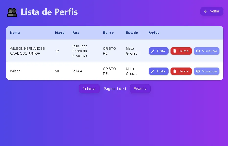 Desafio Técnico — Listagem de Perfis com API